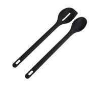 ABOOFAN Multipurpose Silicone Slotted Spoon Ergonomic Non Stick Kitchen Mixing Spoons for Cooking Frying Salad Serving Comfortable Grip Easy to Clean for Home and Restaurant Use Black