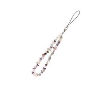 ABOOFAN Natural Crystal Gemstone Beaded Phone Lanyard Strap with Pastel Pink Chips, Stylish Phone Charm Keychain for Smartphone Decoration and Wrist Wear in Daily Use