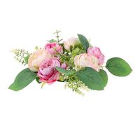 ABOOFAN Peony Candle Wreath Floral Ring Artificial Table Centerpiece Decorative Spring Wedding Home Decor 10.24In Diameter