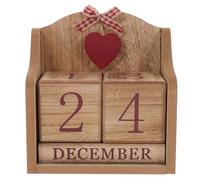 ABOOFAN Perpetual Wooden Desk Calendar Blocks with Red Printed Design, Desktop Wooden Cubes Perpetual Date Display for Office and Home Decor
