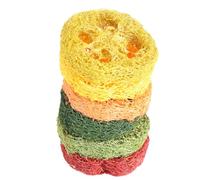 ABOOFAN Pet Chewing 6 Pcs Loofah, Lotus Root Slice Shape for Hamster and Rabbit, Helps Redirect Bad Biting Behavior, Designed for Pets Playing Random Color
