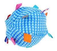 ABOOFAN Plush Dog Ball with Built-in Bell for Teeth Cleaning and Owner-pet Interaction, Soft Squeaky Ball for Puppies and Dogs, Suitable for Indoor Use and Outdoor Walks, Blue