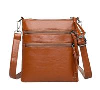 ABOOFAN Pu Cross Body Shoulder Bag Random Color for Women with Adjustable Strap and Multiple Wearing Methods, Vintage Brown Pu Zipper Crossbody Bag for Work and Shopping