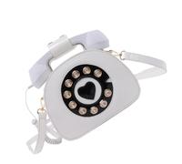 ABOOFAN Pu Handbag Phone Shape with Detachable Strap for Women | White Finish, Smooth Sewing Line, Comfortable Hand Feel, Lovely Creative Retro Style, Cross Body Use