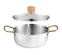 ABOOFAN Ramen Cooking Noodles Pot Korean Ramen Noodle Bowl Stainless Steel Double Handle Soup Pot