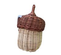ABOOFAN Rattan Basket Shaped Bag Multi-functional Boys and Girls Beach Bag Cross-body Woven Mini Handbag for Photo Prop Portable