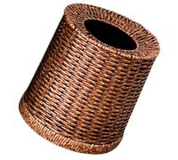 ABOOFAN Rattan round Waste Basket 12l Capacity Double Layer No Lid Woven Trash Can with Plastic Inner Bucket Compact Odour Reduction Versatile for Bathroom or Guesthouse
