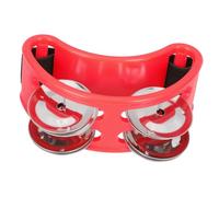 ABOOFAN Red Foot Rattle Bell Music Enlightenment with Elastic Band for Double Row Tambourine Percussion Instrument for Stage Performances Hand-eye Coordination Development