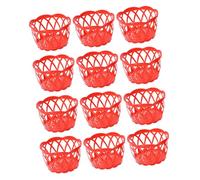 ABOOFAN Red Plastic Egg Basket 12pcs Multi-Functional Storage Holder with Hollow-Out Design for Fruit and Vegetables Suitable for Supermarket and Shopping Use