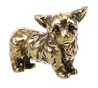 ABOOFAN Retro Solid Copper Corgi Animal Figurine Miniature Brass Dog Statue for Desktop Home Office Creative Brass Ornament Decoration for Pet Lovers