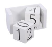 ABOOFAN Reusable Vintage Wooden Block Perpetual Calendar for Desk Adjustable Month Date Display Blocks Stable Wood Material Elegant Home Office Decoration Practical Idea