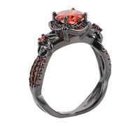 ABOOFAN Ring Vintage Ergonomic Featuring for No and Arc Inner Burrs Gothic Black with Red Zircon, Copper Knuckle Themed Parties and Social Settings