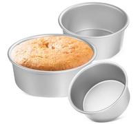 ABOOFAN Round Cake Tins Set of 3 Aluminium Cake Pans 8.66 Inch Deep Tin for Baking Layer Cakes Chiffon Cakes Birthday and Wedding Desserts Food Grade Bakeware