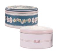 ABOOFAN Round Cookie Storage Boxes 300g Iron Biscuit Tin Set with Floral Rabbit Design Candy Storage Holders for Packaging Easter Sweets Containers 2pcs