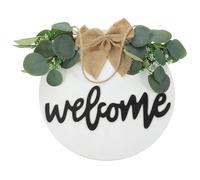 ABOOFAN Rustic Wooden Door Hanging Decor 5 Pcs round Welcome Ornament with Polyester, Hemp Rope and Artificial Leaves No Deformation No Fading Prop for Photography and Patios