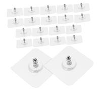 ABOOFAN Seamless Adhesive Wall Hooks 20pcs 16mm Screw Rod 6x6cm Square Patch Strong No-Drill Decorative Hooks for Hanging Towels Coats in Bathroom Kitchen Office