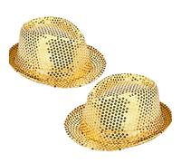 ABOOFAN Sequin Top Hat 2Pcs Party Costume Hat for Adults Men Women Magician Style Headwear Halloween Derby Performance Accessory