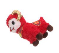 ABOOFAN Sheep Stuffed Animal Plush Soft Doll for Lunar New Year | Traditional Zodiac Design, Red Rounded Collectible for Office Decoration, Friendly PP Cotton Fill
