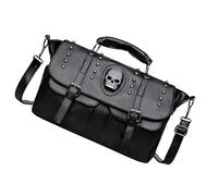 ABOOFAN Shoulder Pouch Hand Bag and Adjustable Shoulder Strap Fashionable Dark Skull with Front Pouch Design Pu and Polyester Material, for Young People’s Daily Use and Casual Outings