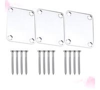 ABOOFAN Silver Metal Electric Guitar Neck Plates Easy to Use 3pcs Neck Connecting Strength Board with Screws, Ergonomic Design and for Guitar Bass Accessories