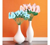 ABOOFAN Simulation Pe and Iron Material 5pcs Artificial Flowers Bouquet with Realistic Details, Handmade for Wedding Party Decor and Office Decorations