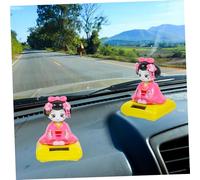 ABOOFAN Solar Kimono Doll Car Ornament with Shaking Head Feature Lightweight Figurine for Dashboard Decoration Cute Solar Powered Interior Accessory for Office and Home