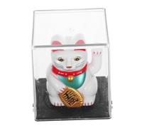 ABOOFAN Solar-powered Lucky Fortune Cat Figurine Automatic Waving Maneki Neko Feng Shui Decor for Home Office Car Dashboard Attract Wealth Prosperity Harmony Enhancer