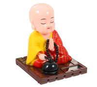 ABOOFAN Solar Powered Zen Monk Sculpture Creative Car Decoration Solar for Dashboard Swinging Head and Hands for Home Office Desk Decor