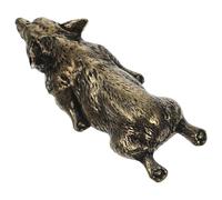 ABOOFAN Solid Copper Corgi Dog Figurine Tea Pet Small Antique Dog Sculpture Decoration Desktop Home Figure Ornament for Collectors