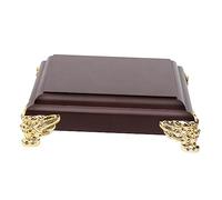 ABOOFAN Square Figurine Holder Decorative Statue Stand 12x12x3.5cm Carved Wooden Craft Base for Buddha Sculpture Display Home Decor