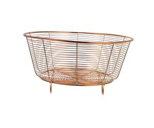 ABOOFAN Stainless Steel Fruit Basket Bowl 22cm Rose Gold Wire Fruit Holder Vegetable and Bread Storage Kitchen Countertop Organizer