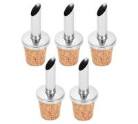 ABOOFAN Stainless Steel Oil Bottle Pourer with Cork Stopper Leakproof Angled Spout for Olive Oil and Vinegar Bottles Kitchen Accessory for Precise Pouring and Freshness Preservation Pack of 5
