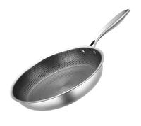 ABOOFAN Stainless Steel Omelette Pan Stainless Fry Pan No Coating Wok Induction Hob Wok for Eggs Mesh Strainer Nonstick Frying with Lid Sartenes Dosa Tortilla Non Stick Pot