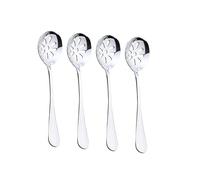 ABOOFAN Stainless Steel Small Colander Creative Hollow-Out Serving Spoon Mini Tableware Set for Kitchen Banquet Home Restaurant 4pcs Silver