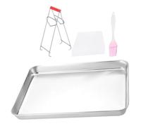 ABOOFAN Stainless Steel Steaming Tray Large Rice Noodle Roll Pan 10.4X8.1 Inch Steel Tray for Chinese Steaming Kitchen Use