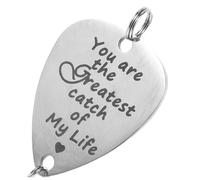 ABOOFAN Stainless Steel Triple Hook Fishing Lure Guitar Pick Bait with You Are My Greatest Catch Pattern Metal Treble Hook for Outdoor Anglers Weighted Design for Deep Water Fishing