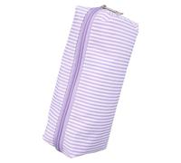 ABOOFAN Striped Pencil Case Large Capacity Portable Polyester Organizer with Smooth Metal Zipper for School and Office Use
