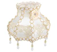 ABOOFAN Tassel Bead Lamp Shade European Style Lampshade Lightweight Fabric Cloth with E27 Specification Open Style Bottom Classic Elegant Design for Desk Lamp Indoor Use