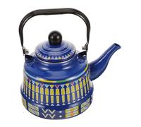ABOOFAN Thickened Enamel Tea Kettle Large Spout Stovetop Water Pot for Household Tea Serving with Comfortable Handle Blue Vintage Design Safe and Fast Boiling