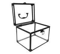 ABOOFAN Transparent Portable Makeup Organizer with Lockable Crown Jewelry Storage Box for Travel and Vanity Clear Display Cosmetic Case with Padlock and Keys for Bathroom Dresser