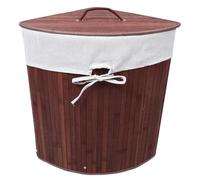 ABOOFAN Triangle Laundry Basket with Lid and Removable Washable Liner Space-saving Corner Storage Hamper for Bedroom Bathroom Brown