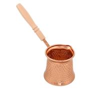 ABOOFAN Turkish Coffee Pot 350ml Copper Color Wooden Handle, Multi-Function Butter Warmer and Stovetop Milk Frothing Pitcher for Home Use