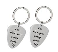 ABOOFAN Valentine’S Day Guitar Keychain 2Pcs Stainless Steel Practical Couple Key Rings Creative Bag Pendant Gift for Him Her