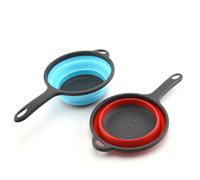 ABOOFAN Vegetable and Fruit Silicone Drain Basket 2Pcs with Portable Handles for Kitchen Food Rinsing and Draining Random Color