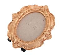 ABOOFAN Vintage Antique Gold Resin Picture Frame Ornament Victorian Style Beaded Display for Home Decor Photography Props Elegant Miniature Baroque Photo Holder Resin Craft for Holiday