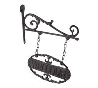 ABOOFAN Vintage Cast Iron Welcome Sign Hanging Plaque with Ornate Wall Bracket, round Iron Door Sign for Front Door Porch Or Patio Decoration