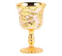 ABOOFAN Vintage Decorative Goblet Wine Glass in Zinc Alloy for Home Display | Golden Stemmed Design, Engraved Embossed Finish, Royal Antique Style, for Table Decor