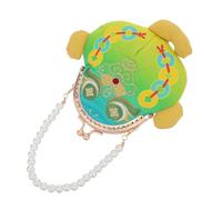 ABOOFAN Vintage Embroidered Coin Purse with Pearl Clasp and Chain, Mini Crossbody Organizer Bag for Women, Floral 3D Embroidery, Polyester and Metal Material, for Travel and Daily Outings