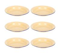 ABOOFAN Vintage Enamel Plates 5.51 Inch Round Enamelware Dinner Plates with Rim Set of 6 for Camping Picnic Salad Serving Fruit Snack Dishes