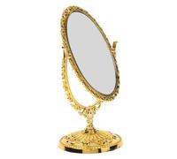 ABOOFAN Vintage Oval Double Sided Vanity Makeup Mirror with Swivel Rotation Stable Large Base Tabletop Mirror for Hands Use Elegant European Style Retro Design for Dressing Table